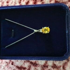 Premium Brazilian Fire Opal & Genuine Moissanite Pendant Necklace 20"